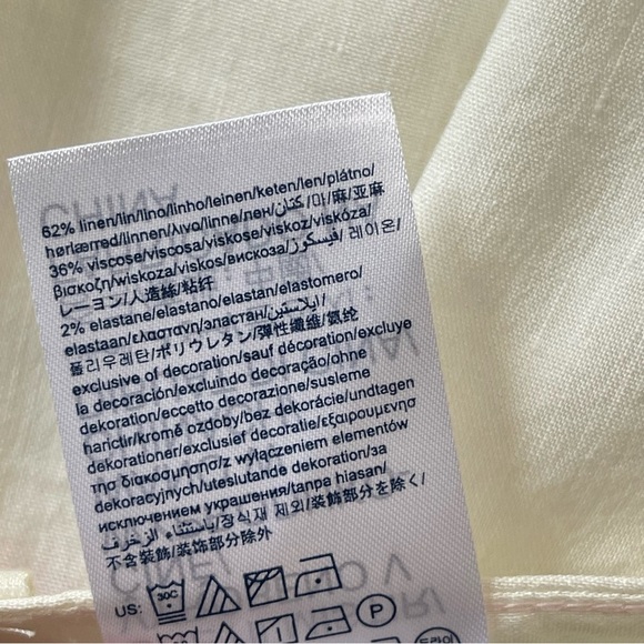 Tommy Hilfiger Wide Leg Crop Linen Blend Casual Cream Trousers Pants. Size 4 - Picture 5 of 10